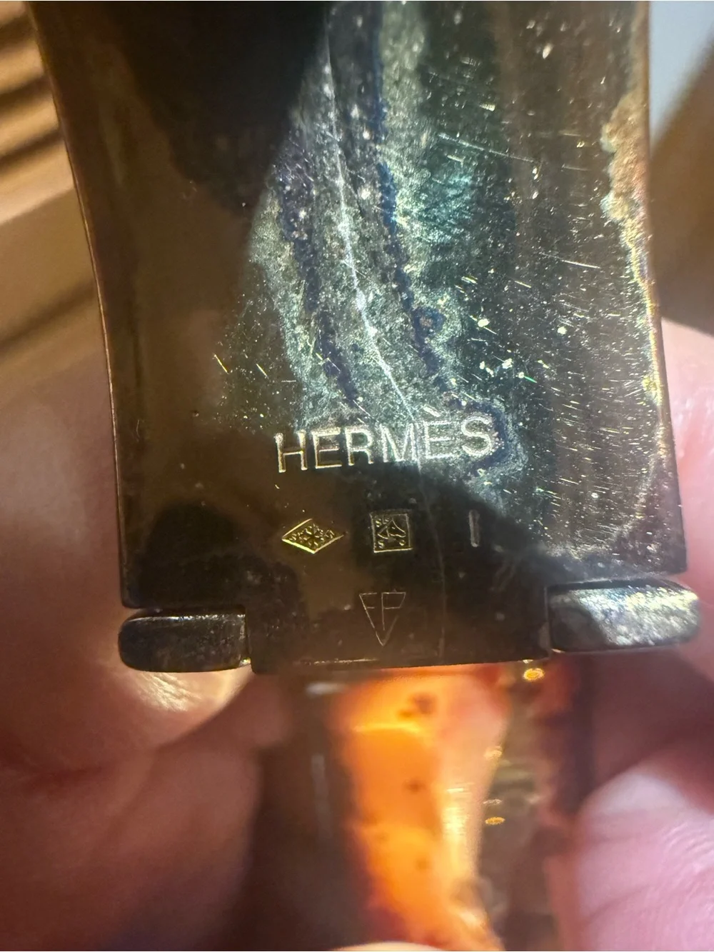 Hermes Yellow Enamel H Cuff Bracelet